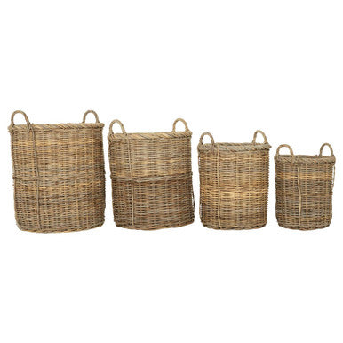 Argento Set Of 4 Kubu Natural Rattan Storage Baskets