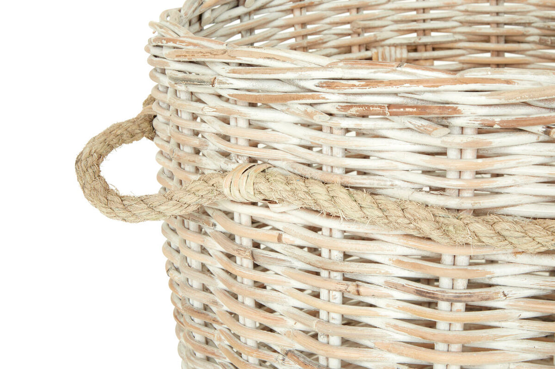 Argento Whitewash Rattan Storage Baskets - Image 3