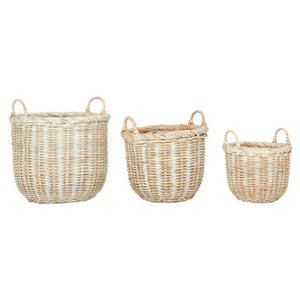Argento Whitewash Rattan Storage Baskets- Set of 3