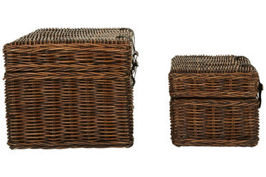 Argento Brown Rattan Storage Trunks- set of 2