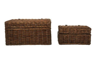 Argento Brown Rattan Storage Trunks- set of 2