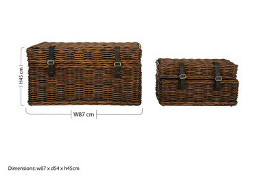 Argento Brown Rattan Storage Trunks- set of 2