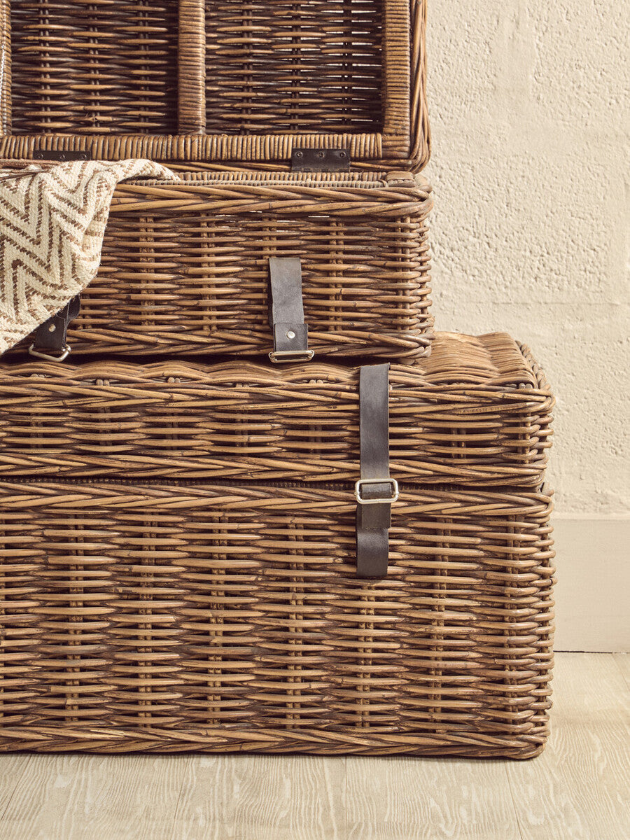 Argento Brown Rattan Storage Trunks- set of 2