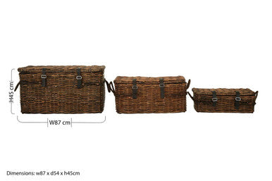 Argento Brown Rattan Storage Trunks -Set of 3