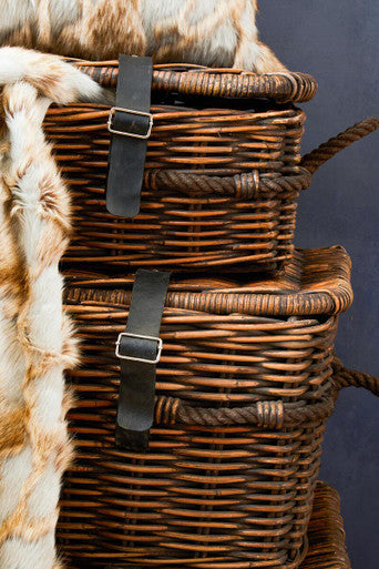 Argento Brown Rattan Storage Trunks -Set of 3