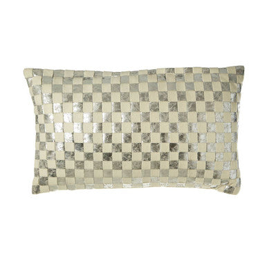 Bosie Kensington Townhouse Rectangular Ivory And Silver Check Cushion