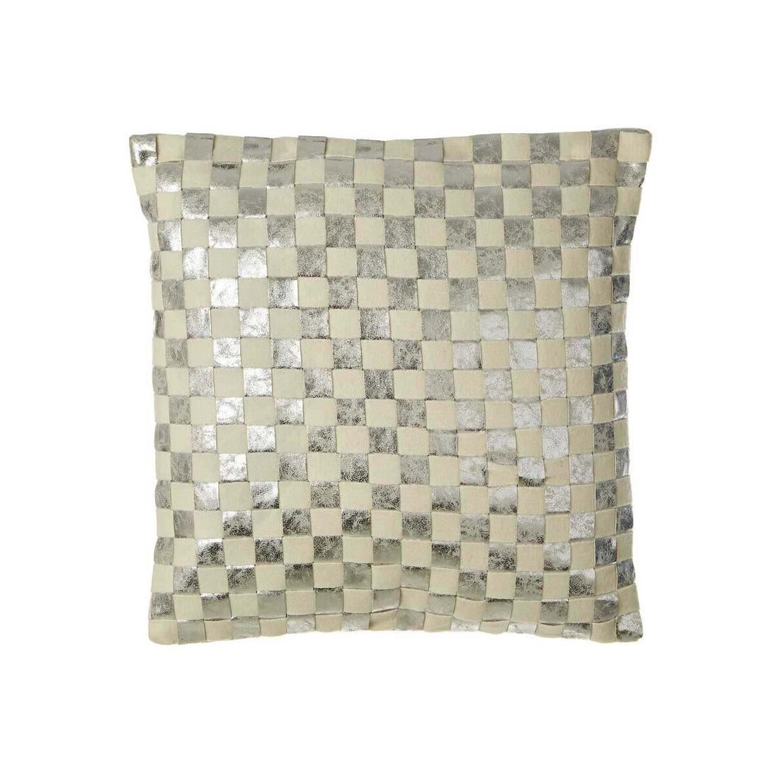 Bosie Kensington Townhouse Square Ivory And Silver Check Cushion