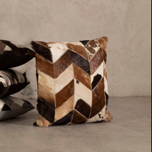 Bosie Safira Natural Leather Patchwork Cushion