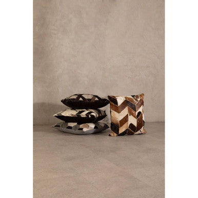 Bosie Safira Natural Leather Patchwork Cushion - Image 6