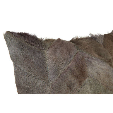 Bosie Safira Grey Chevron Hair on Leather Patchwork Cushion - Image 6