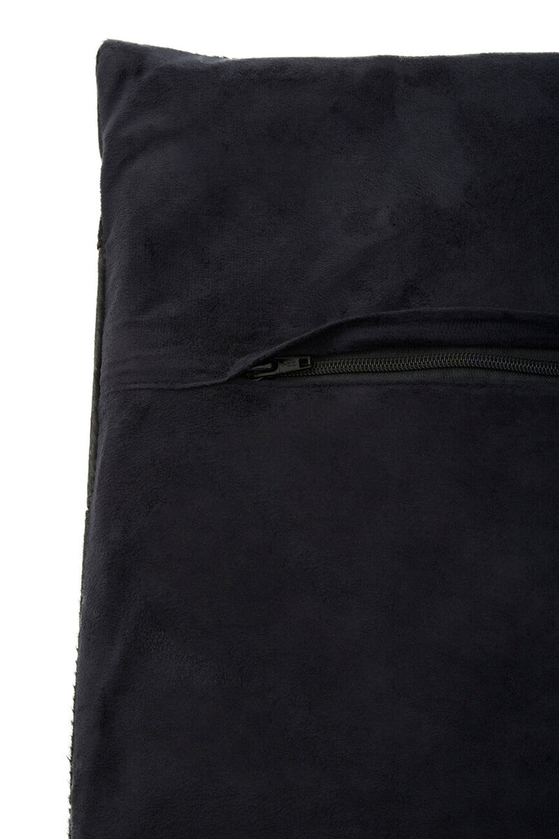 Bosie Safira Black Hair on Leather Patchwork Cushion - Image 13