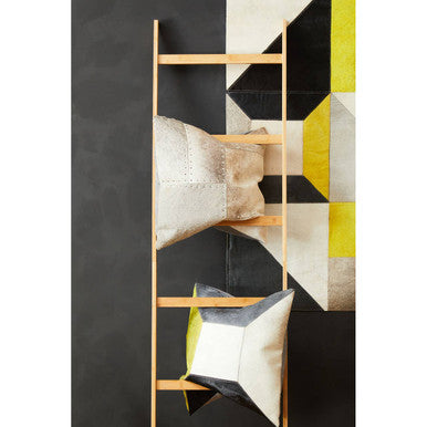 Bosie Safira Geometric Hair on Leather Patchwork Cushion