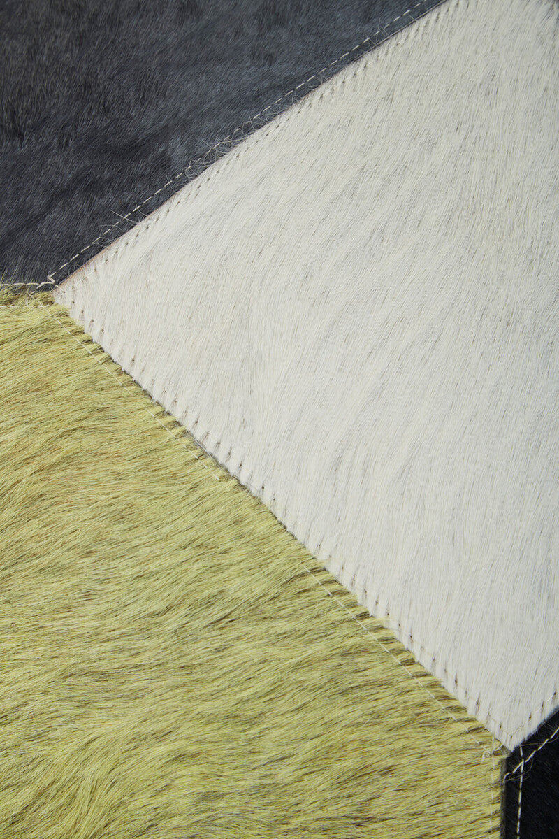 Bosie Safira Geometric Hair on Leather Patchwork Cushion - Image 9