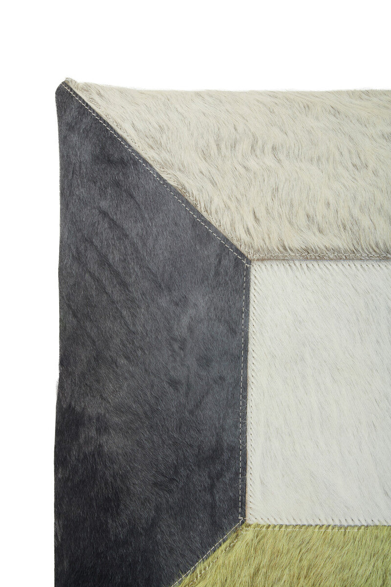 Bosie Safira Geometric Hair on Leather Patchwork Cushion - Image 10