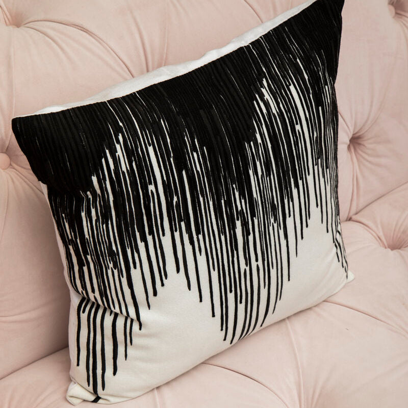 Bosie Ozella Black and White Embroidered Cushion