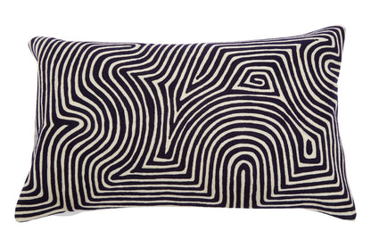 Bosie Ozella Black And White Embroidered Rectangular Cushion