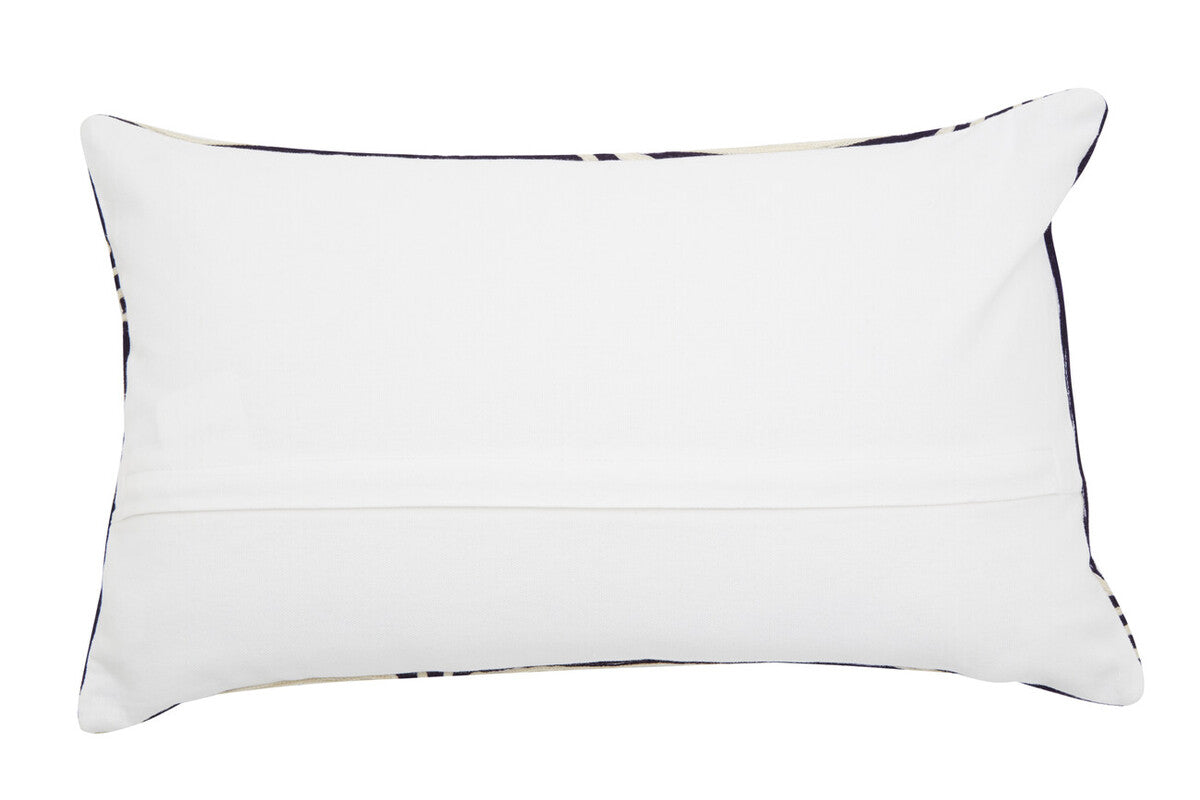 Bosie Ozella Black And White Embroidered Rectangular Cushion