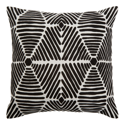 Bosie Ozella Black And White Square Embroidered Cushion