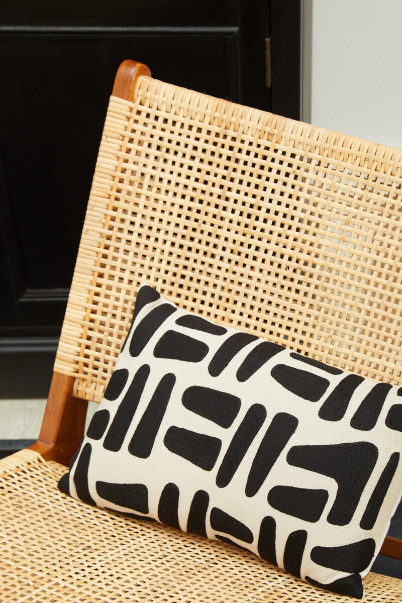 Bosie Ozella Natural And Black Rectangular Cushion