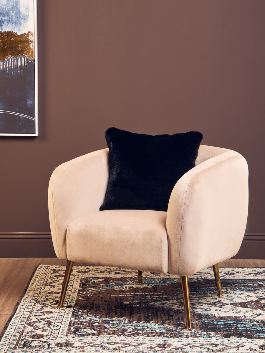 Bosie Lamina Black Square Fur Cushion