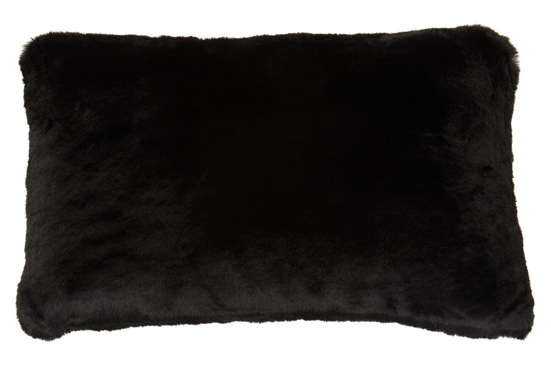 Bosie Lamina Black Rectangular Fur Cushion