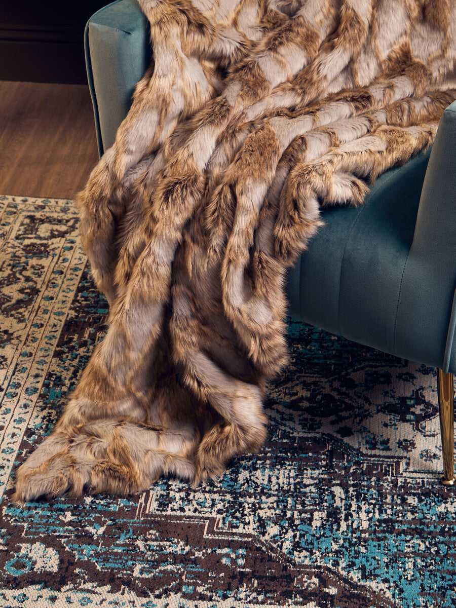 Bosie Lamina Grey And Natural Fur Throw - Image 5