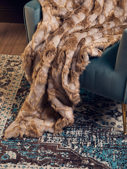 Bosie Lamina Grey And Natural Fur Throw