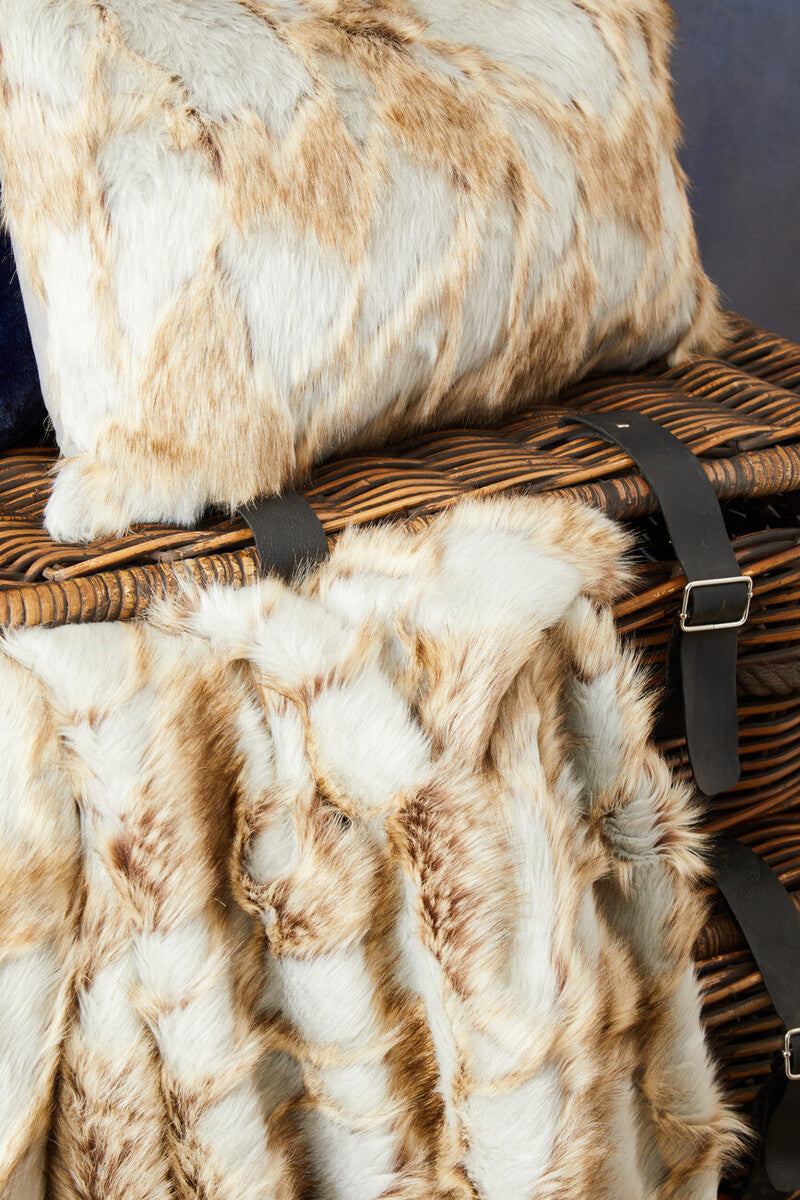 Bosie Lamina Grey And Natural Square Fur Cushion - Image 5