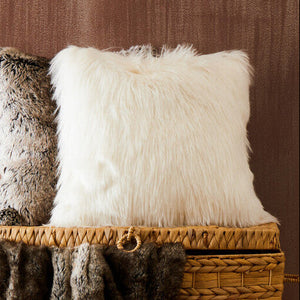 Bosie Cream Square Fur Cushion | Lamina