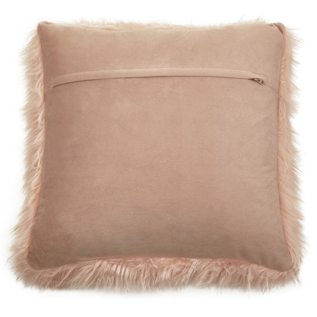 Bosie Mongolian Faux Fur Pink Square Cushion - Image 3