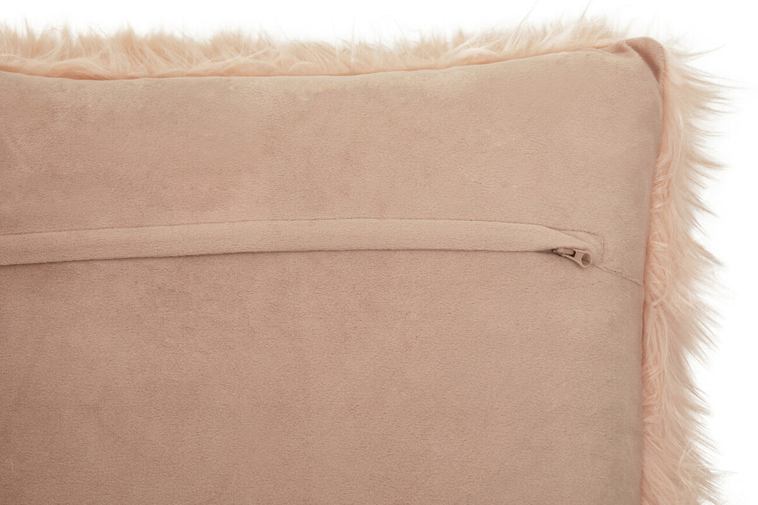 Bosie Mongolian Faux Fur Pink Square Cushion - Image 6