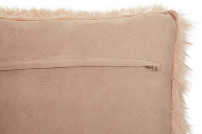 Bosie Mongolian Faux Fur Pink Square Cushion