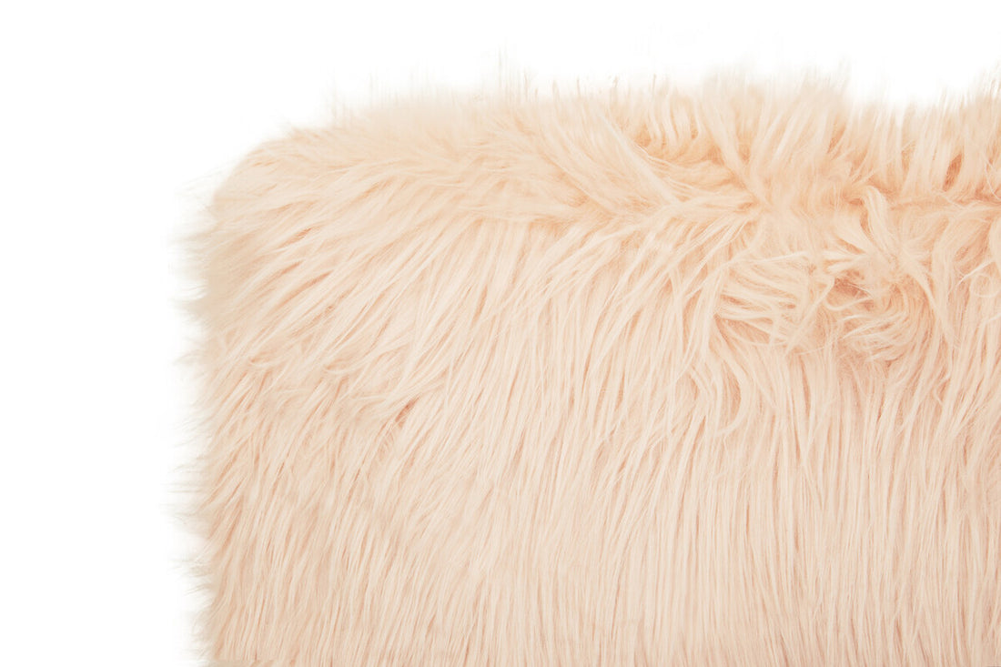 Bosie Mongolian Faux Fur Pink Rectangular Cushion - Image 5