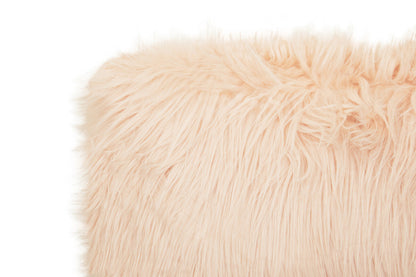 Bosie Mongolian Faux Fur Pink Rectangular Cushion