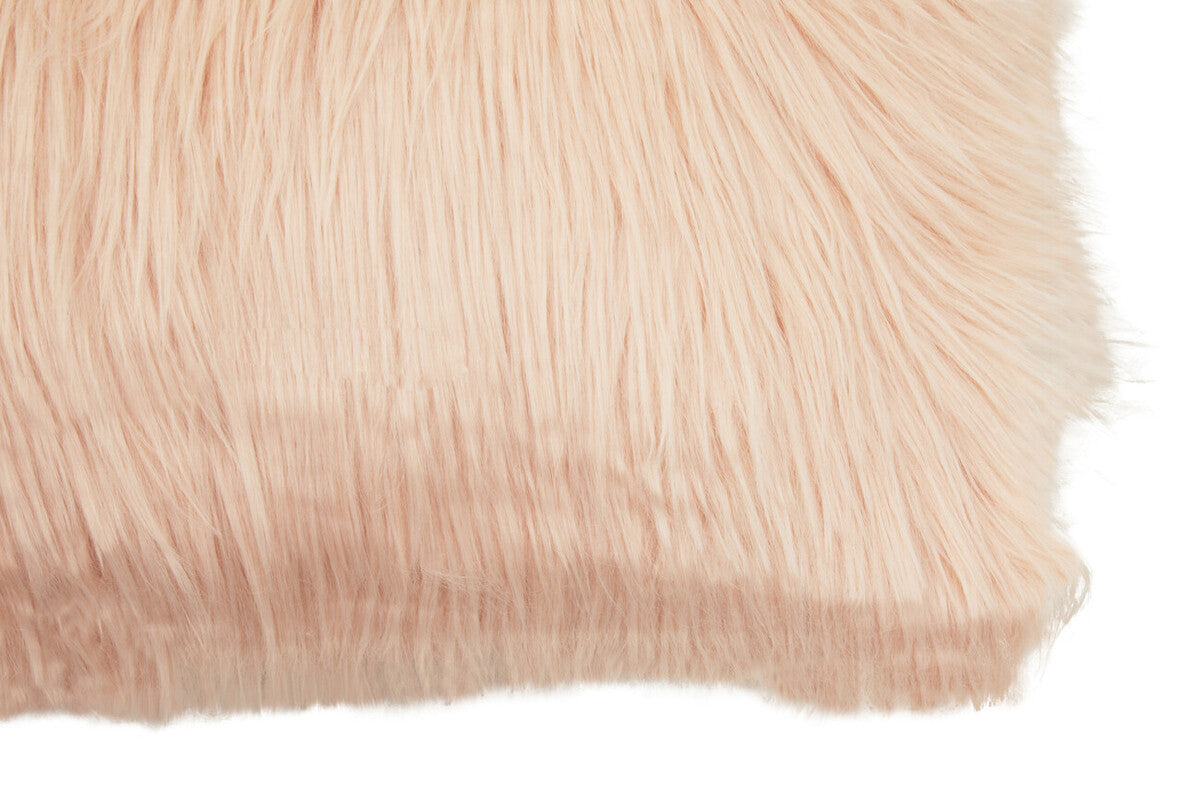 Bosie Mongolian Faux Fur Pink Rectangular Cushion