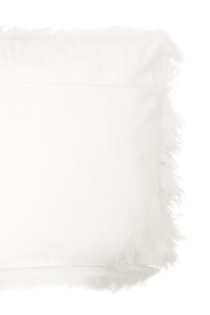 Bosie Real Mongolian Fur White Square Cushion