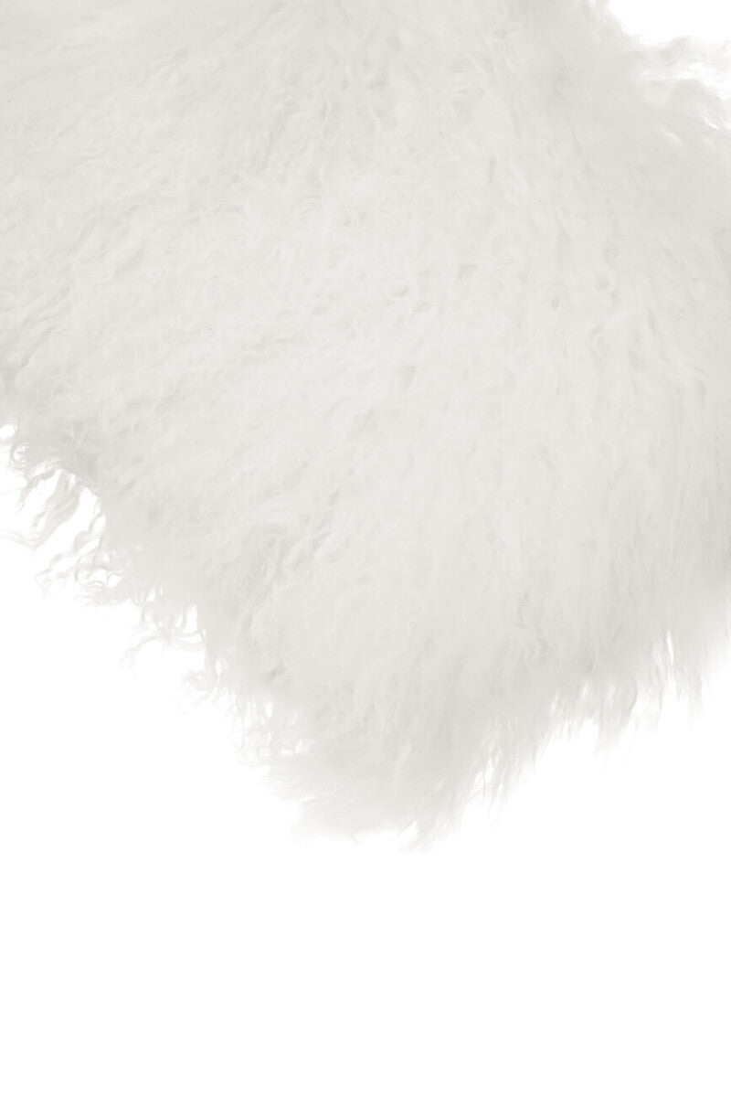 Bosie Real Mongolian Fur White Rectangular Cushion