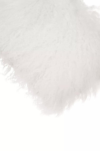 Bosie Mongolian Fur White Rectangular Cushion
