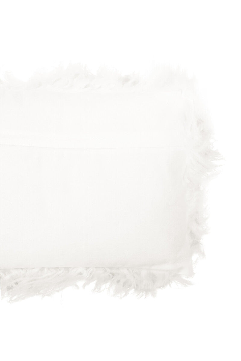 Bosie Real Mongolian Fur White Rectangular Cushion - Image 5