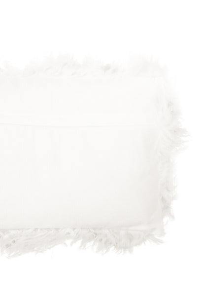 Bosie Real Mongolian Fur White Rectangular Cushion
