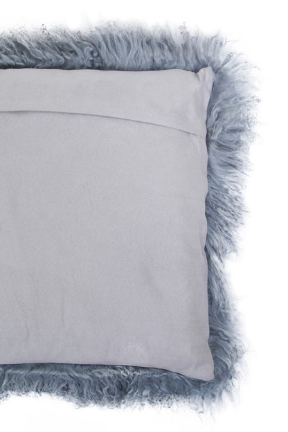 Bosie Real Mongolian Fur Grey Square Cushion