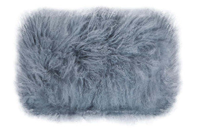 Bosie Mongolian Fur Grey Rectangular Cushion
