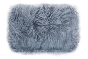 Bosie Mongolian Fur Grey Rectangular Cushion