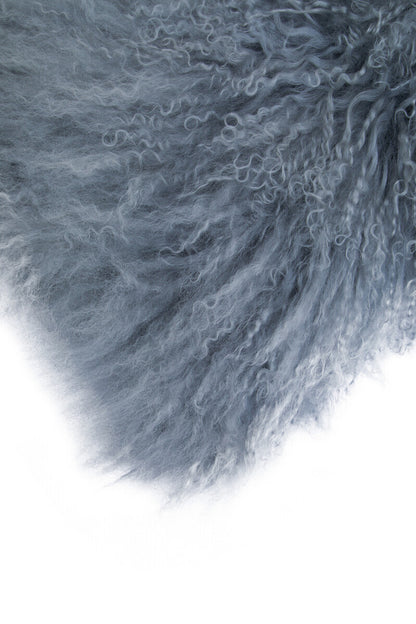 Bosie Real Mongolian Fur Grey Rectangular Cushion