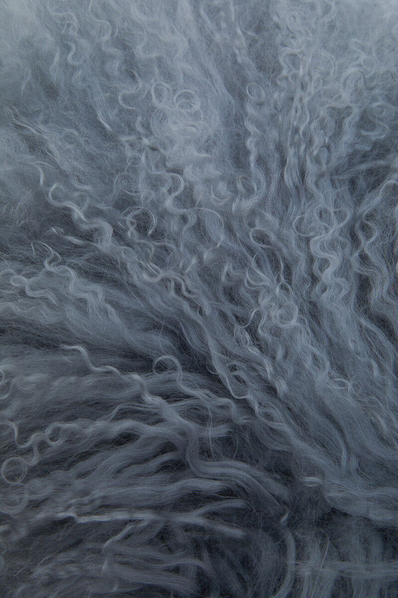 Bosie Real Mongolian Fur Grey Rectangular Cushion - Image 3