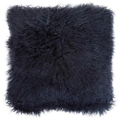 Bosie Mongolian Fur Black Square Cushion