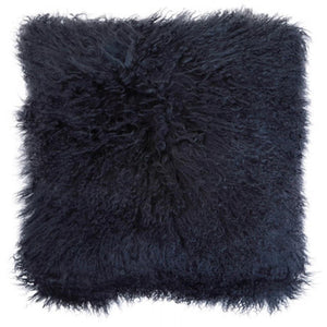 Bosie Mongolian Fur Black Square Cushion