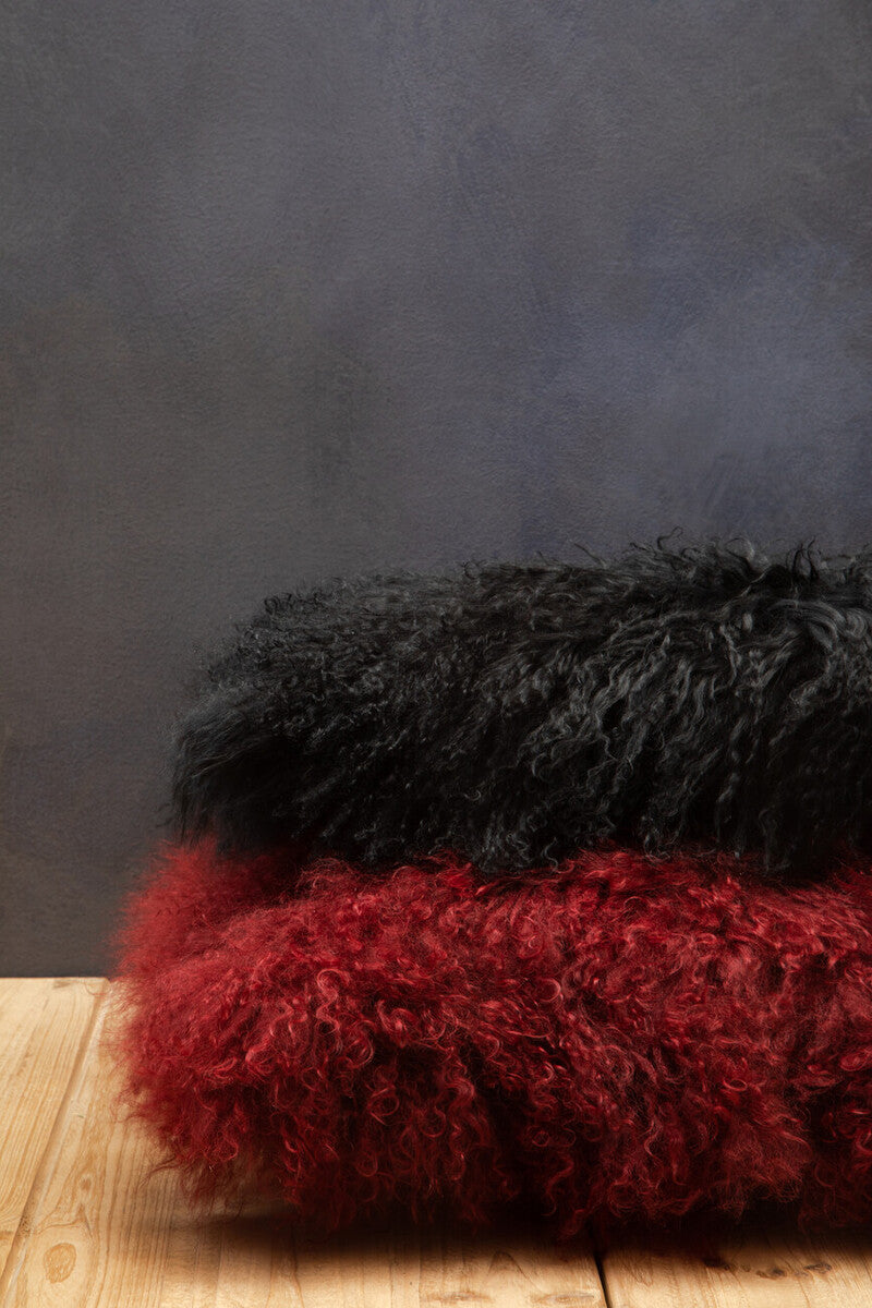 Bosie Real Mongolian Fur Black Square Cushion - Image 4