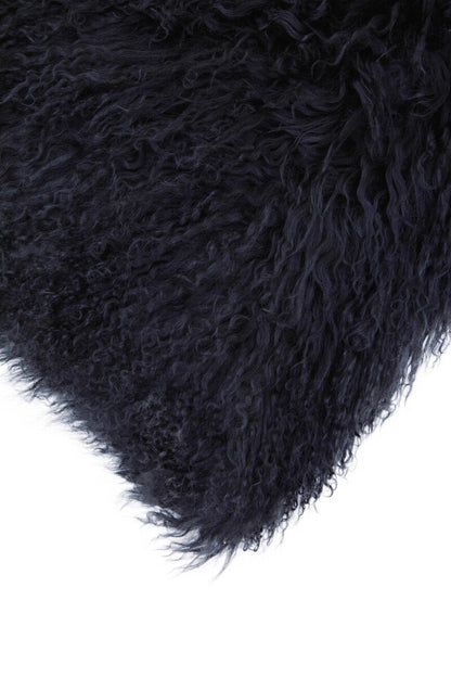 Bosie Real Mongolian Fur Black Square Cushion