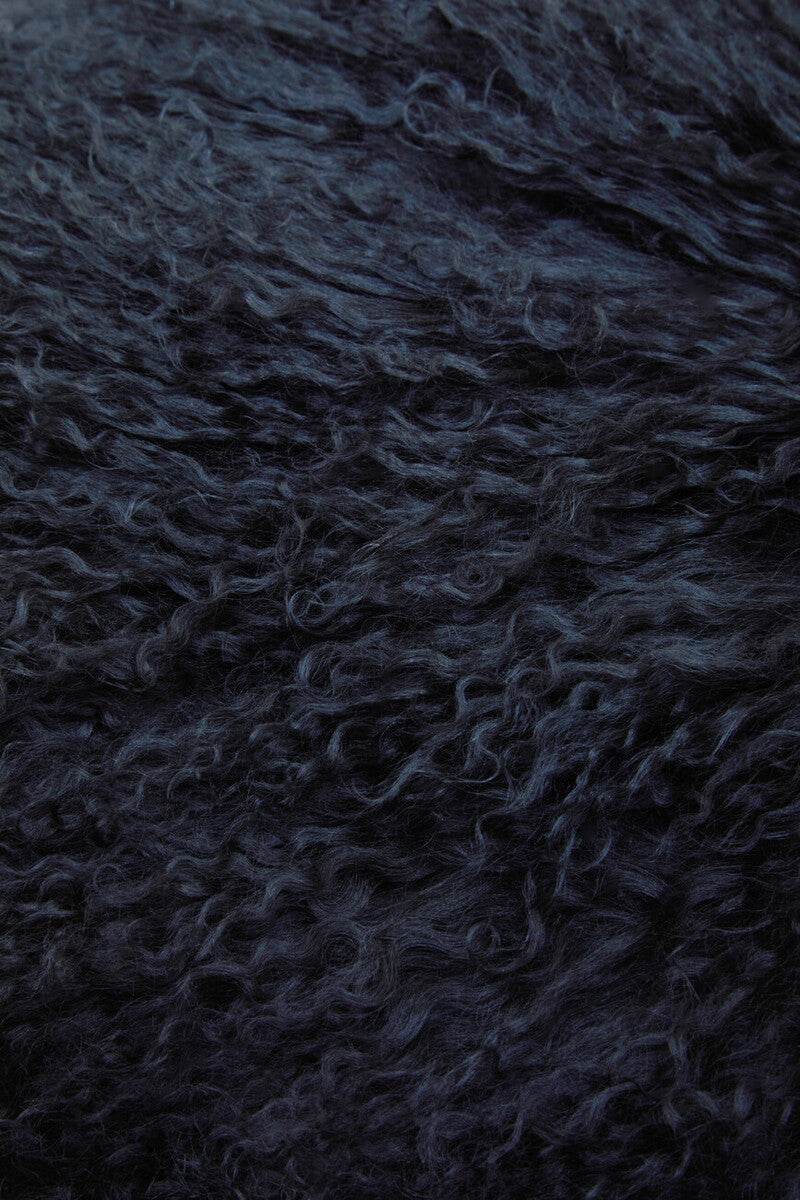 Bosie Real Mongolian Fur Black Square Cushion